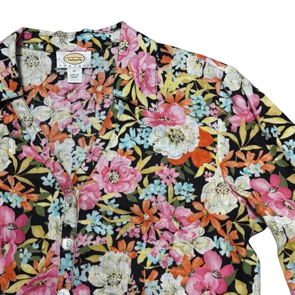Talbots 100% Linen Floral Button-Down Shirt – Petite 12 – 3/4 Sleeve – NWOT - Picture 6 of 10